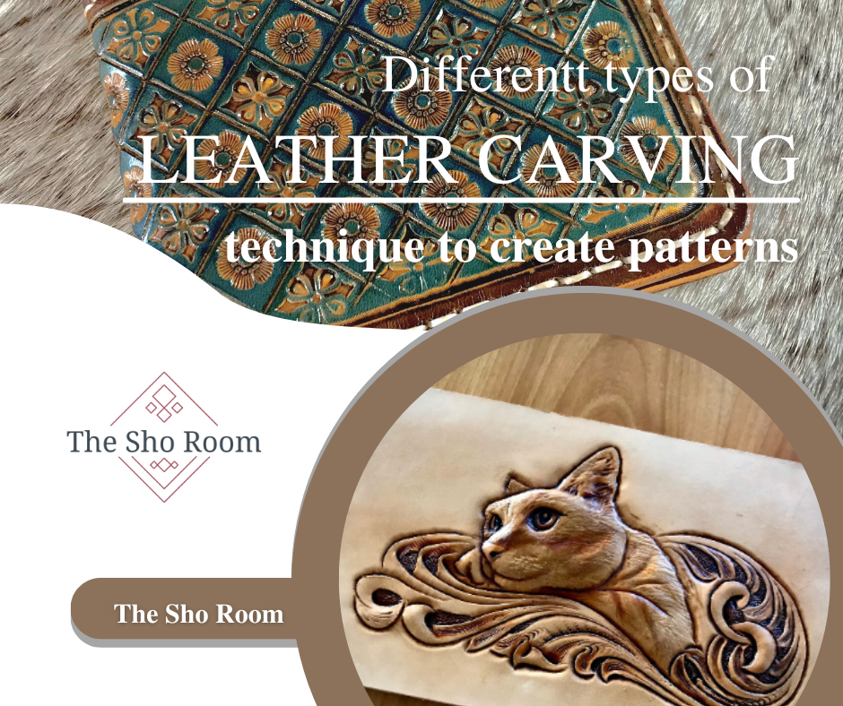 Leather tooling, leather carving technique for dog collars, belts, and wallets 