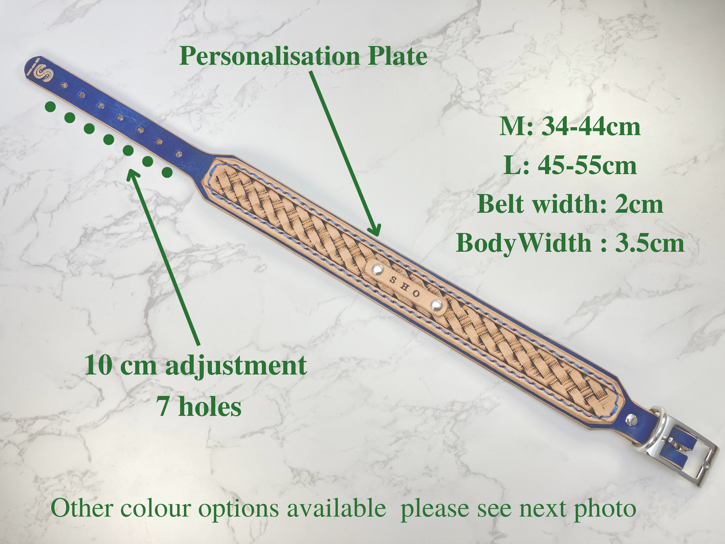 "Basket Weave" Hand carved double layered dog collar - Medium - Large