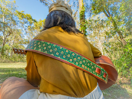 Nature inspired leather guitar strap