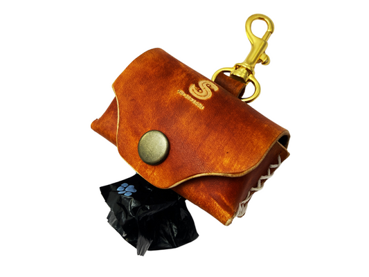 Leather poo bag dispenser