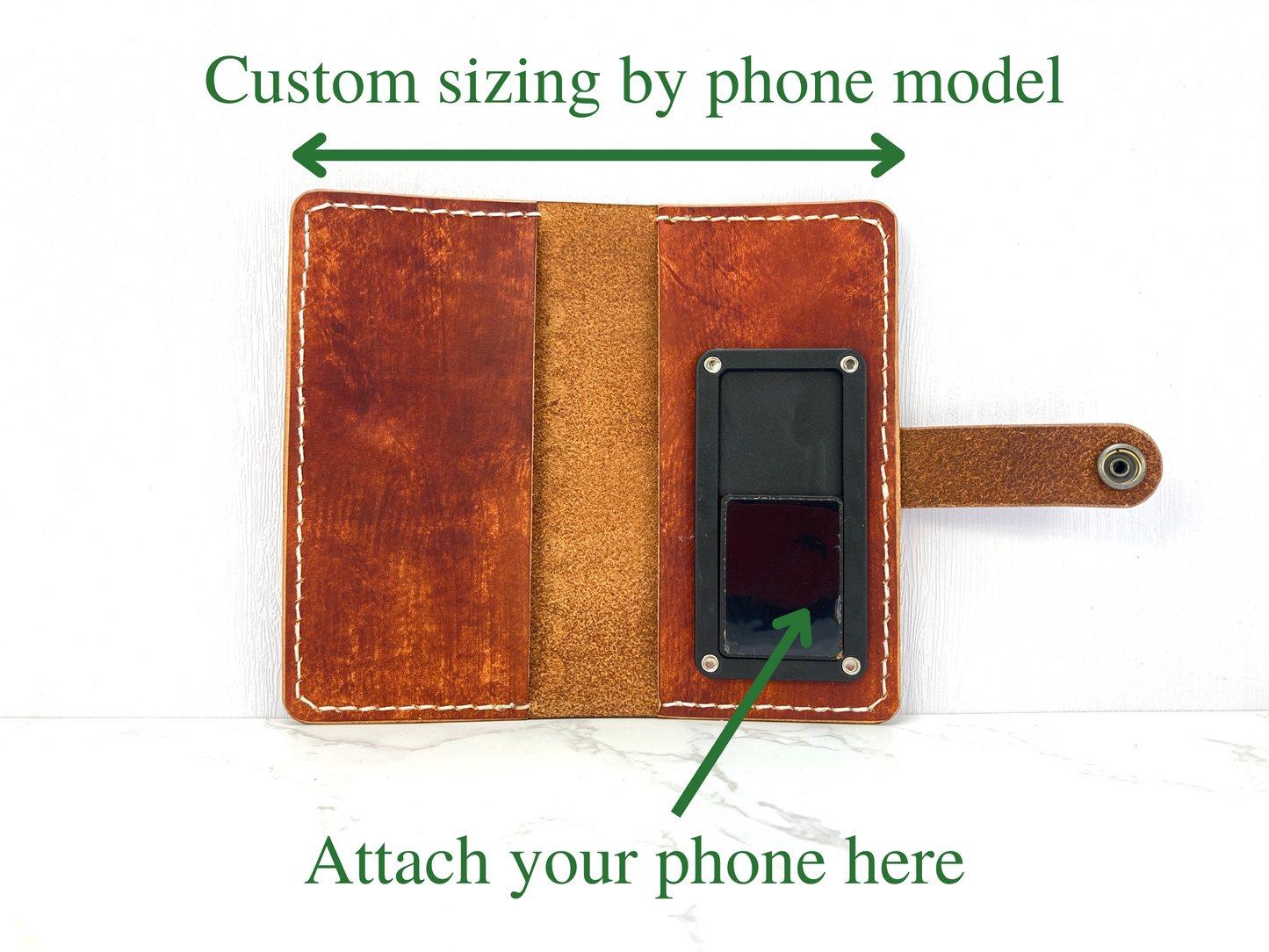 Hand dyed minimalist style leather phone case