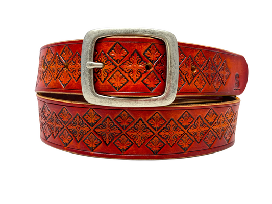 Nature inspired custom leather belt - Autumn leaves