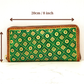 "Green Nature" nature inspired leather zip long wallet purse