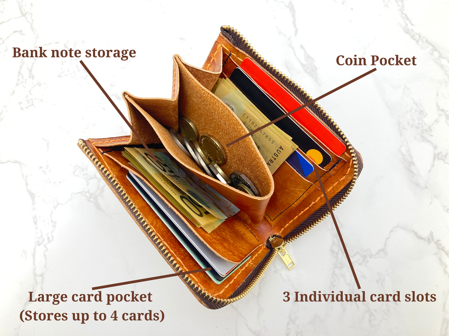 "Autumn leaves" L-zipped functional wallet