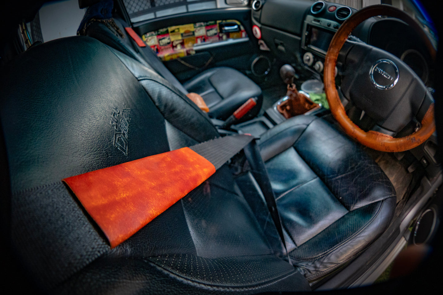 Hand crafted leather steering wheel cover - Natural Tan