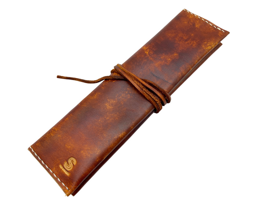 Hand dyed leather utility wrap