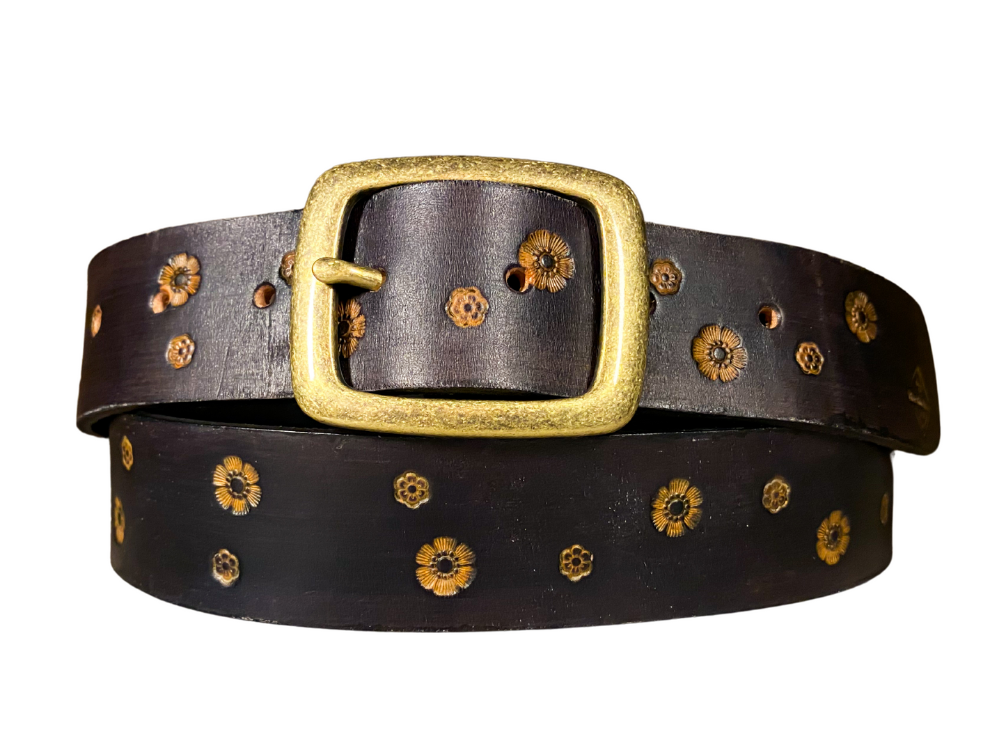 Wild explorer's custom leather belt - Flowers