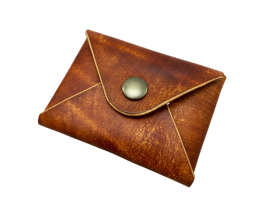 Hand dyed leather card pouch