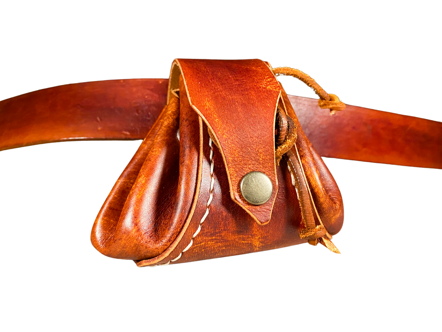 Wild child's Mini foraging leather belt pouch with leather string