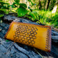 "Bee hive Summer" nature inspired round zip leather long wallet purse