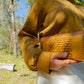 "Bee hive Summer" nature inspired round zip leather long wallet purse