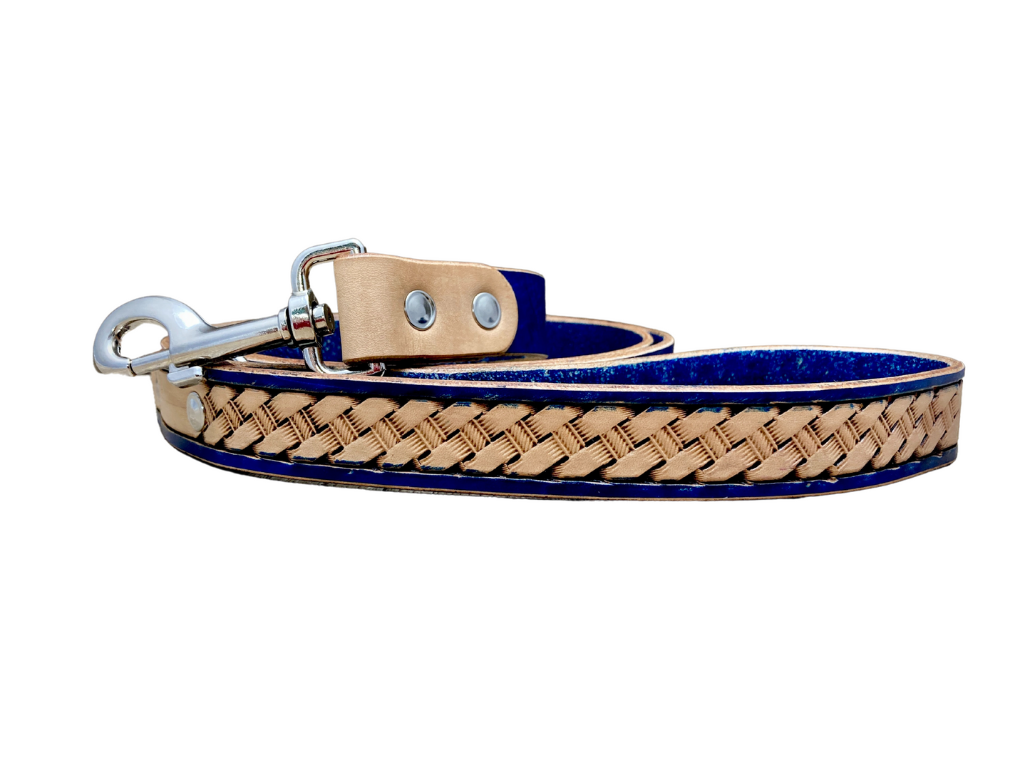 "Basket Weave" Hand carved Dog collar leash