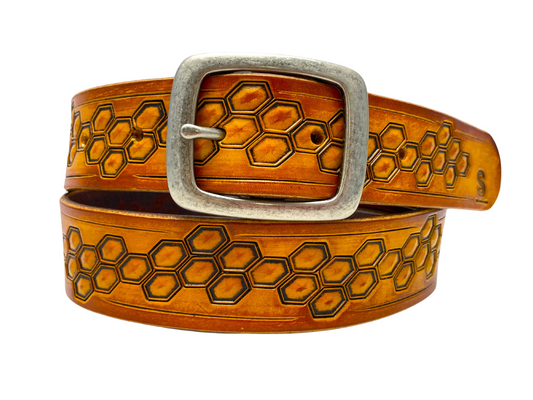 Nature inspired custom leather belt - Beehive summer