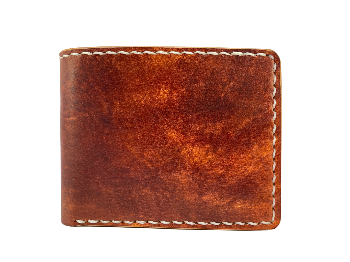 Hand dyed leather bi fold wallet