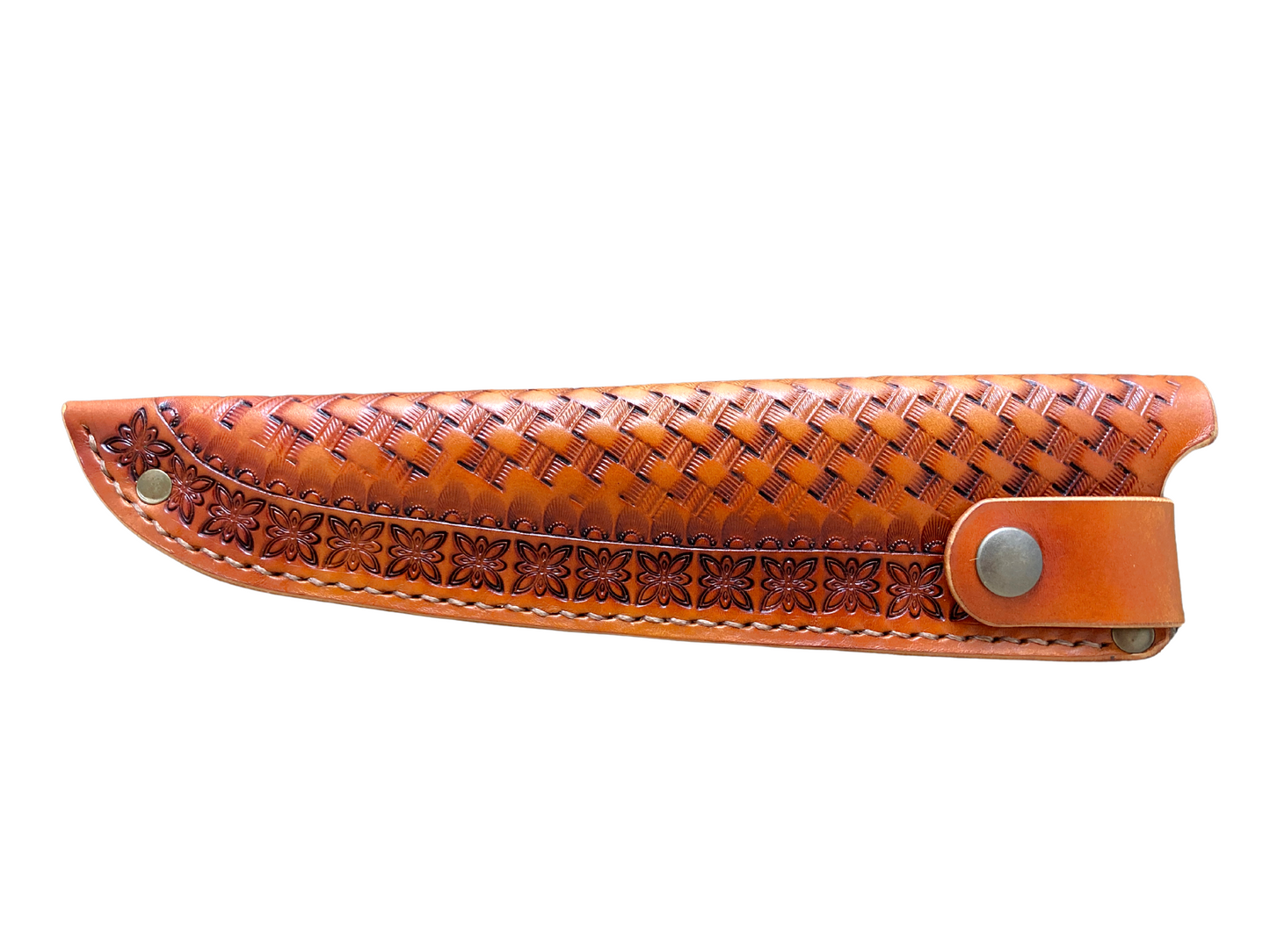 Handcrafted leather kitchen knife sheath - Basketweave