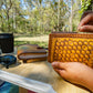 "Bee Hive Summer" Nature inspired leather zip wallet