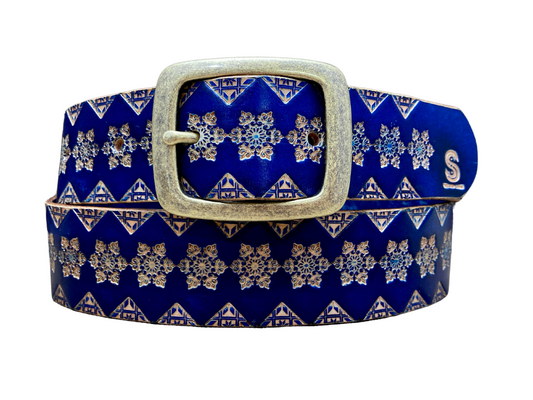 Handcrafted adventure belt - Blue Ice