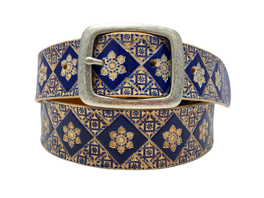 Nature inspired custom leather belt - Blue ice