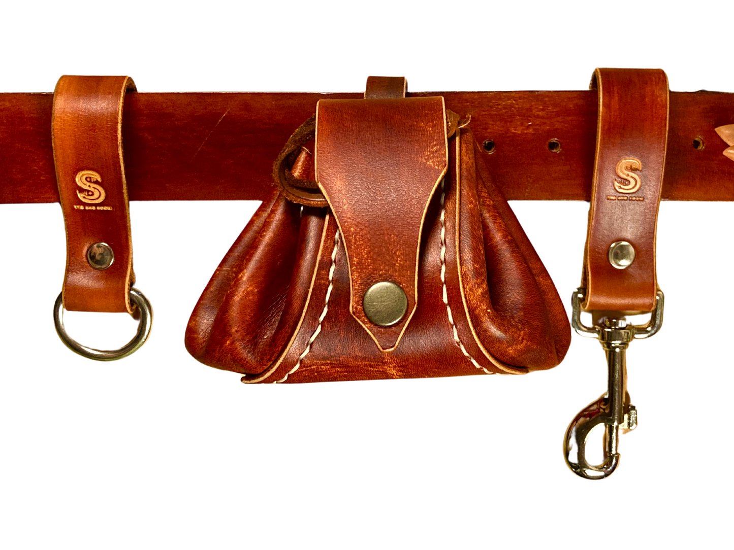 Wild child's Mini foraging leather belt pouch with leather string