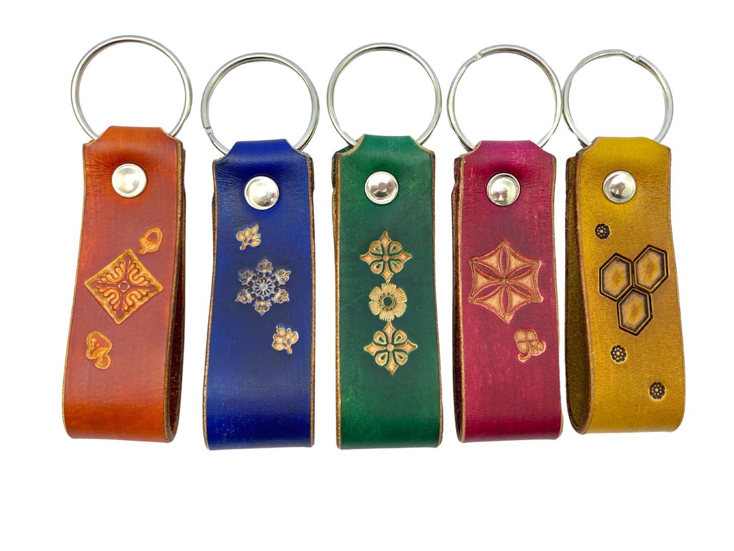 Nature inspired leather key rings