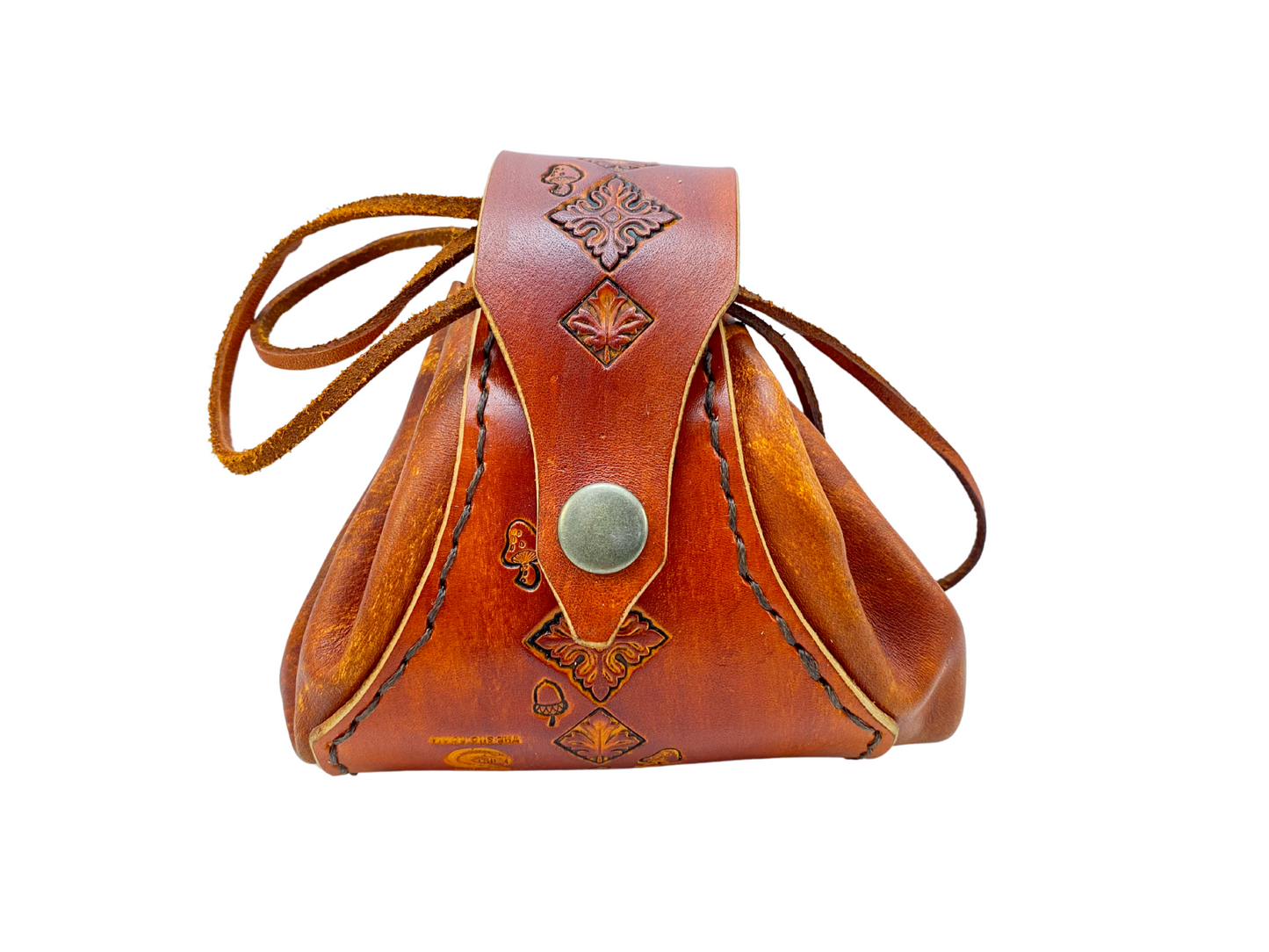 Wild child's Mini foraging leather belt pouch with leather string