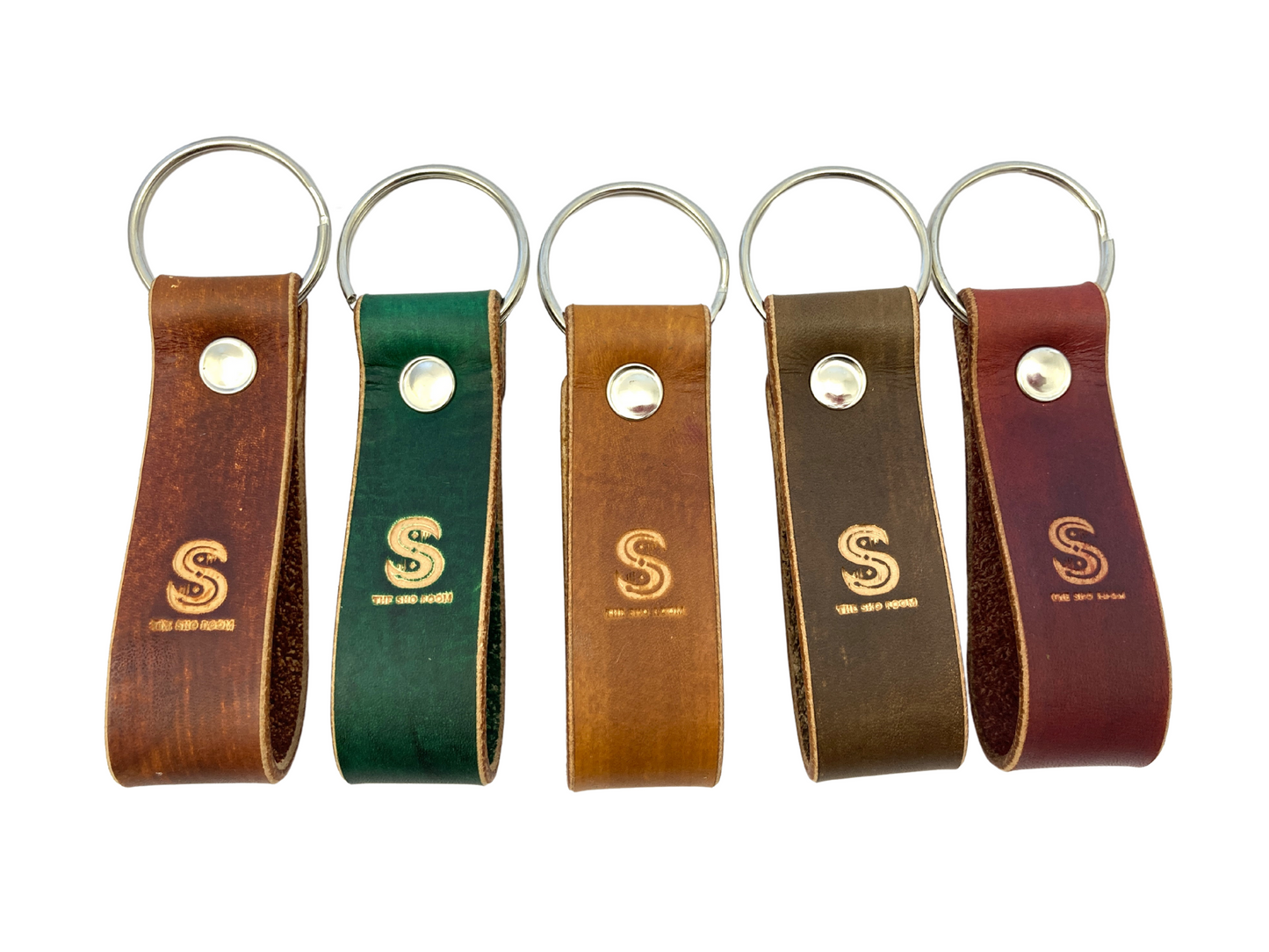 Hand dyed leather key rings