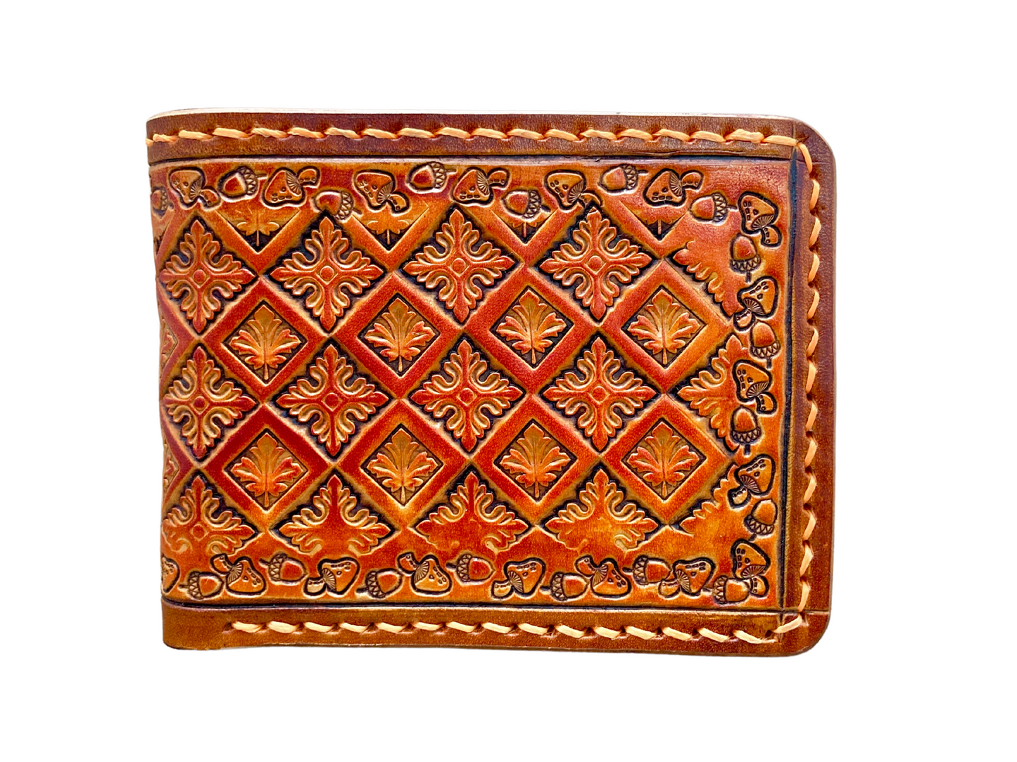 "Autumn leaves" nature inspired Slim Bi-fold leather wallet