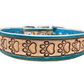 "Paw Prints" Hand carved narrow dog collar - Small - Medium