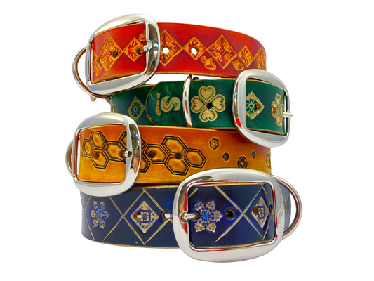 Nature inspired leather dog collars