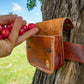 Mini foraging leather belt pouch with snap closure