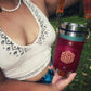 Flower of life - leather water bottle / travel mug sling