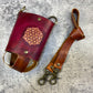 Flower of life - leather water bottle / travel mug sling