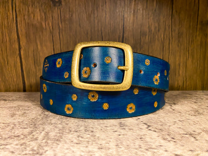 Wild explorer's custom leather belt - Flowers