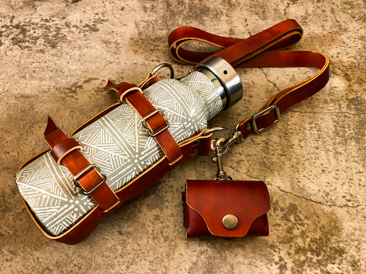 Wanderer's leather water bottle sling