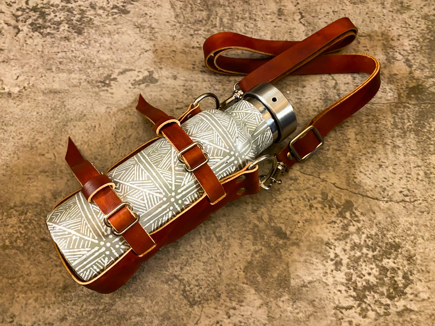 Wanderer's leather water bottle sling