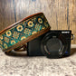 Adventurers full grain leather camera strap - green nature