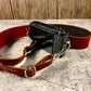 Hand dyed leather artisan camera strap