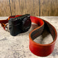 Hand dyed leather artisan camera strap