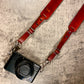 Hand dyed leather artisan camera strap