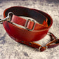 Hand dyed leather artisan camera strap