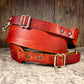 Hand dyed leather artisan camera strap