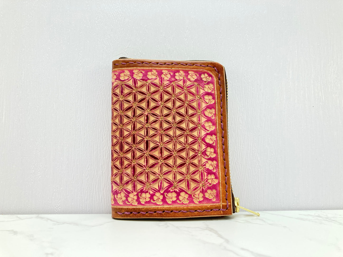 "Flower of life" L-zipped functional wallet