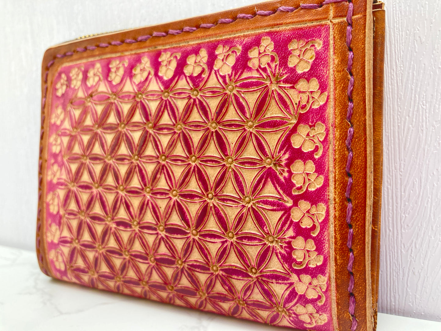 "Flower of life" L-zipped functional wallet