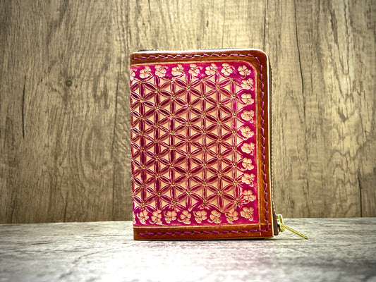 "Flower of life" L-zipped functional wallet