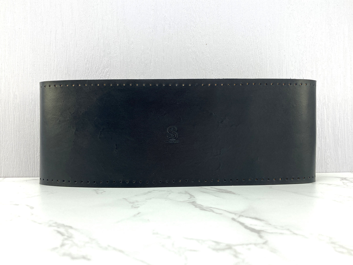 Hand crafted leather steering wheel cover - Jet Black