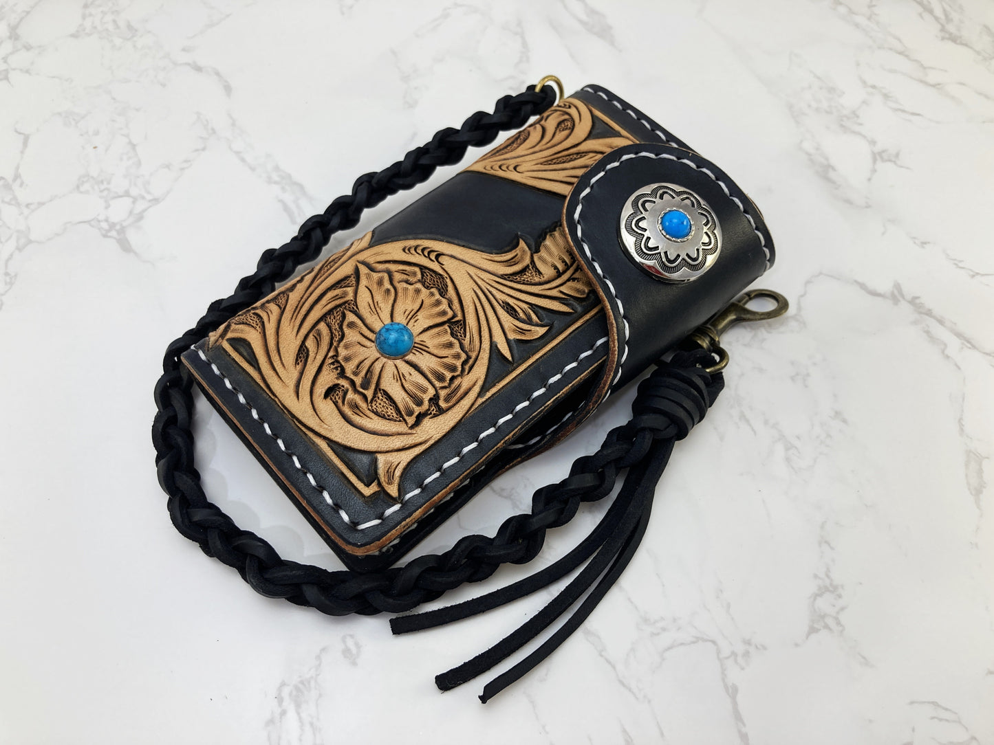 Nature inspired custom leather phone wallet case