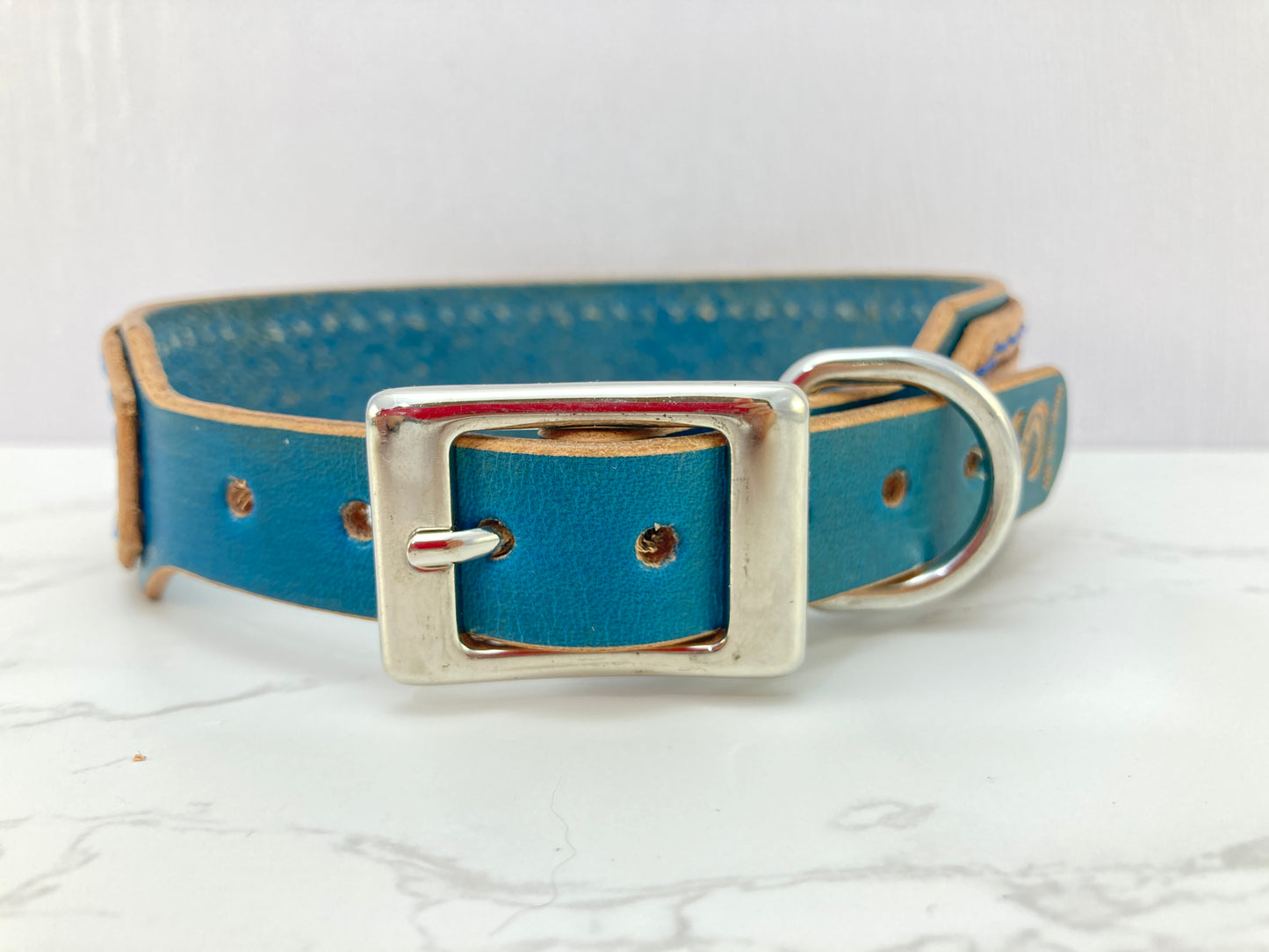 Hand embossed double layered dog collar - Medium - Large