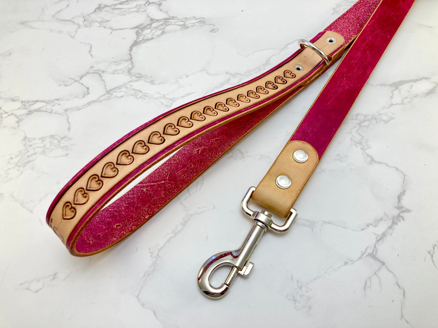 "Love heart" Hand carved Dog collar leash