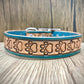 "Paw Prints" Hand carved narrow dog collar - Small - Medium