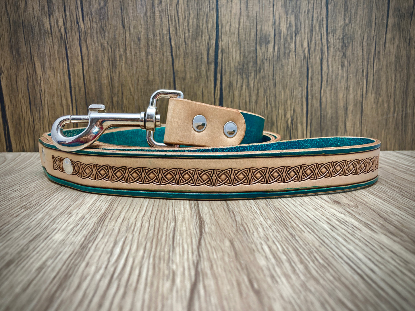 "Celtic knots" Hand carved Dog collar leash